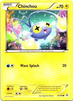 Chinchou 57/160 Common Primal Clash Pokemon Near Mint - Image 1