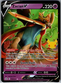 Zacian V 016/025 - Pokemon TCG Celebrations 25th Anniversary - Ultra Rare (NM) - Image 1