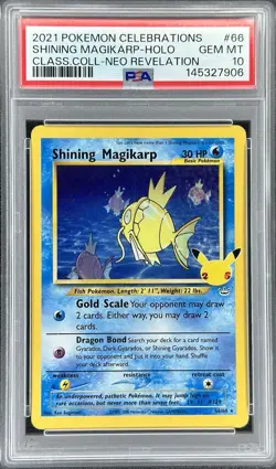 2021 Pokemon Celebrations Shining Magikarp Classic Collection #66/64 (PSA 10) - Image 1