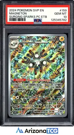 Pokemon 2024 Magneton 159 Pokemon Center Stamp ETB Surging Sparks GEM MT PSA 10 - Image 1
