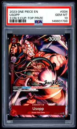 2023 ONE PIECE PROMOS #004 USOPP 3 ON 3 CUP-TOP PRIZE PSA 10 - Image 1