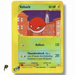 Voltorb 64/147 - 2002 Aquapolis Reverse Holo Rare e-Reader Pokemon Card LP - Image 1