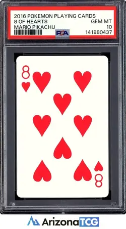 Pokemon 2016 Mario Pikachu 8 Of Hearts Playing Cards Japanese GEM MINT PSA 10 - Image 1