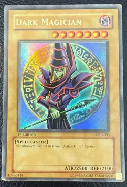 YUGIOH DARK MAGICIAN ULTRA RARE LEGEND OF BLUE EYES 1ST EDITION LOB-005 LP - Image 1