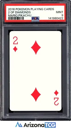 Pokemon 2016 Mario Pikachu 2 Of Diamonds Playing Cards Japanese PSA 9 - Image 1