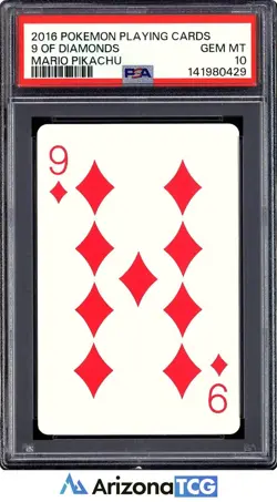 Pokemon 2016 Mario Pikachu 9 Of Diamonds Playing Cards Japanese GEM MINT PSA 10 - Image 1