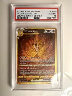 PSA 10 GEM MINT Arceus VSTAR #GG70 Secret Rare Pokemon Card 2023 Crown Zenith - Image 1