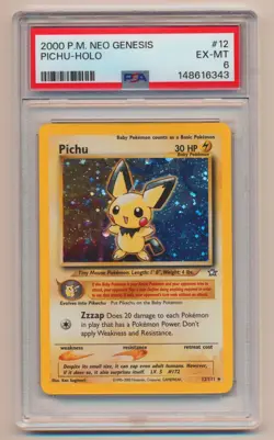 PSA 6 Pokemon Neo Genesis Unlimited Holo Rare Pichu 12/111 EX/MT Condition!! - Image 1
