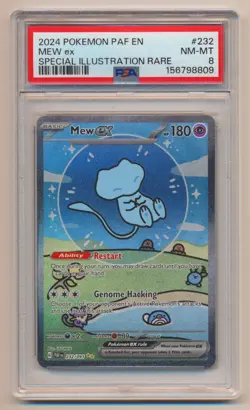 PSA 8 Pokemon Paldean Fates SIR Mew EX PAF EN 232/091 NM/MINT Condition!! - Image 1
