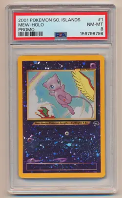 PSA 8 Pokemon Southern Islands Reverse Holo SWIRL Mew 1/18 NM/MINT Condition! - Image 1