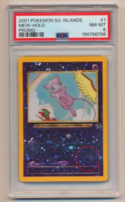 PSA 8 Pokemon Southern Islands Reverse Holo SWIRL Mew 1/18 NM/MINT Condition! - Image 3