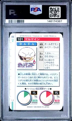 1996 POKEMON JAPANESE BANDAI CARDDASS VENDING #101 ELECTRODE PSA 8 - Image 2