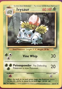 Pokemon Ivysaur 30/102 Base Set Uncommon VINTAGE- RARE- Super Clean - NM + - Image 1