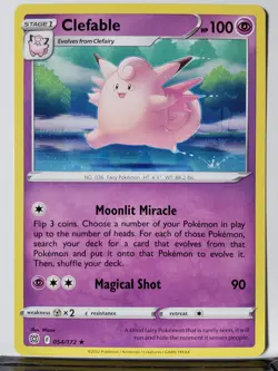 Clefable 054/172 B1G1F RARE Non Holo Brilliant Stars Pokemon Card - Image 1