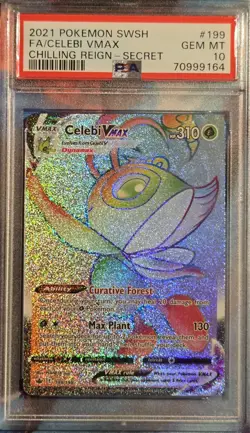 PSA 10 Pokemon - Celebi Vmax 199/198 Rainbow Secret - Chilling Reign - Image 1