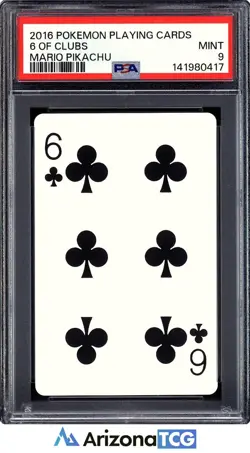 Pokemon 2016 Mario Pikachu 6 Of Clubs Playing Cards Japanese PSA 9 - Image 1