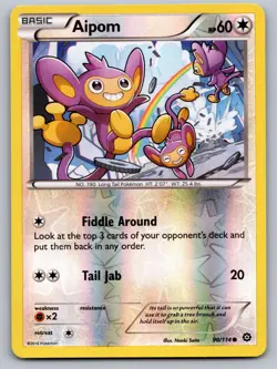 Aipom 90/114 Steam Siege Pokemon Reverse Holo Lightly Played - Image 1