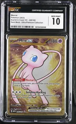 CGC 10 MEW EX 205 GOLD METAL ULTRA PREMIUM COLLECTION UPC POKEMON GEM MINT - Image 1