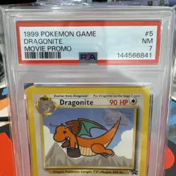 1999 POKEMON GAME MOVIE PROMO #5 DRAGONITE PSA 7 - Image 2