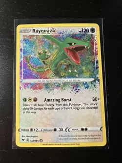 Rayquaza 138/185 Amazing Rare SWSH04: Vivid Voltage Pokemon Card Near Mint - Image 1