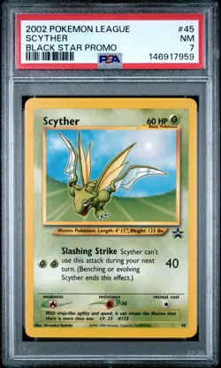 2002 POKEMON LEAGUE PROMO BLACK STAR #45 SCYTHER PSA 7 - Image 1