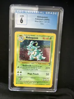 2000 POKEMON BASE SET 2 #12 NIDOQUEEN-HOLO CGC 6 Ex/NM - Image 1