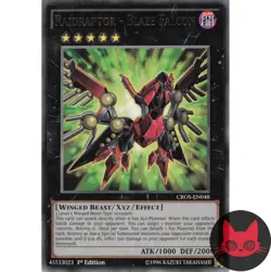 Yugioh Raidraptor - Blaze Falcon CROS-EN048 Rare 1st Edition NM - Image 1