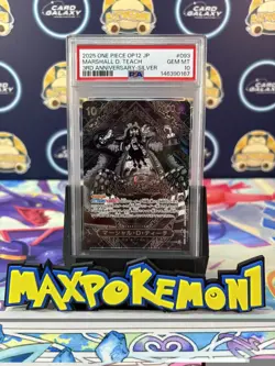 One Piece OP12 Japanese 3rd Anniversary Silver #093 Marshall D. Teach PSA 10 - Image 1