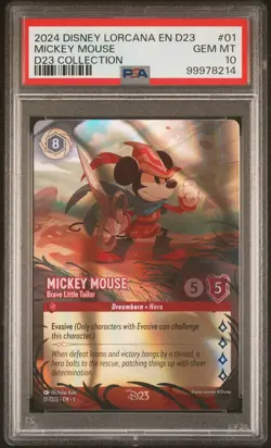 DISNEY LORCANA EN D23-D23 EXPO PROMO MICKEY MOUSE - BRAVE LITTLE TAILOR PSA 10 - Image 1