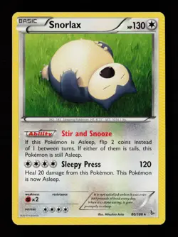 Snorlax 80/106 Rare Flashfire Pokemon Cards - Image 1