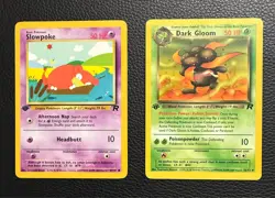 Slowpoke & Dark Gloom Team Rocket 1st Edition Pokemon Card LP/NM Condition - Image 3
