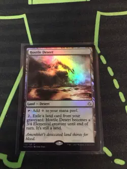 MTG Magic The Gathering Hostile Desert Foil Prerelease Promo Land Commander - Image 1