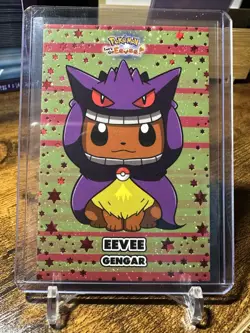 Pokemon Let’s Go Eevee Card Database Eevee Poncho Gengar Red Cracked Ice Holo - Image 1