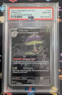 Pokemon TCG Shiinotic 194/191 SV08: Surging Sparks Illustration Rare PSA 10 🍄💎 - Image 1