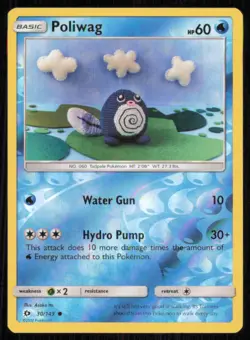 Poliwag 30/149 Common SM Base Set Pokemon Reverse Holo Lightly Played - Image 1
