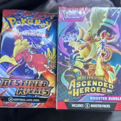 Ascended Heroes Booster Bundle Box x destined rivals pack x pokemon lip balm - Image 1