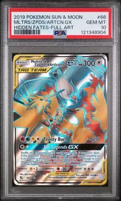 Moltres & Zapdos & Articuno GX #66 – 2019 Pokemon Hidden Fates – Full Art – Mint - Image 1