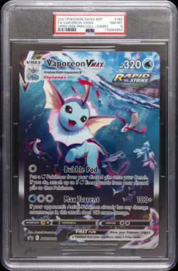 2021 POKEMON SWSH BLACK STAR PROMO #182 FULL ART/VAPOREON VMAX PSA 8 - Image 1