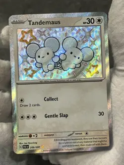Pokemon TCG Tandemaus 209/091 Paldean Fates Baby Shiny Holo Rare NM - Image 3