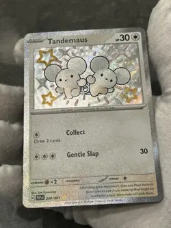 Pokemon TCG Tandemaus 209/091 Paldean Fates Baby Shiny Holo Rare NM - Image 4