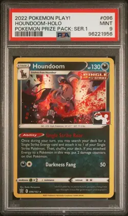 PSA 9 Pokemon Houndoom 096/163 - Play! Prize pack Series - Holo Rare - Image 1