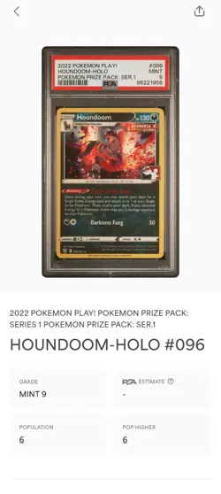 PSA 9 Pokemon Houndoom 096/163 - Play! Prize pack Series - Holo Rare - Image 3