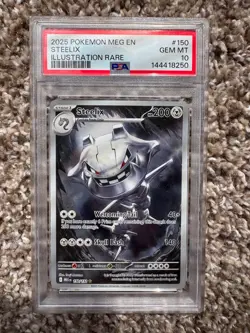 PSA 10 GEM MINT Steelix Mega Evolution Illustration Rare 2025 Pokemon 150/132 - Image 1