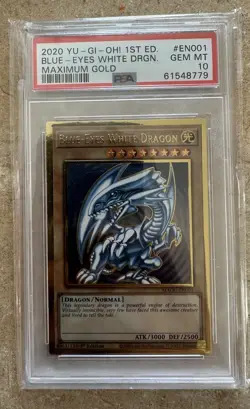 Konami Yu-Gi-Oh Blue-Eyes White Dragon MAGO-EN001 Maximum Gold PSA 10 - Image 1