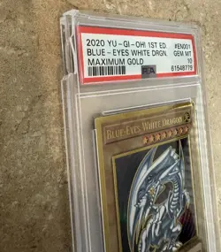 Konami Yu-Gi-Oh Blue-Eyes White Dragon MAGO-EN001 Maximum Gold PSA 10 - Image 3