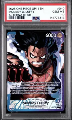 One Piece CCG Monkey.D.Luffy OP11-040 Leader English PSA 10 Gem Mint - Image 1