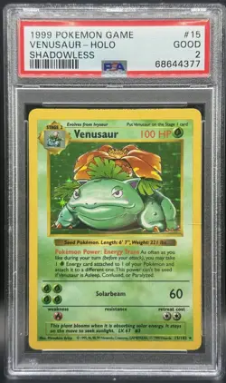 Pokemon TCG PSA 2 Shadowless Venusaur Base Set Holo WOTC #15 *LOW POP * - Image 1