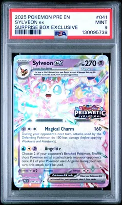 2025 POKEMON PRE EN-PRISMATIC EVOLUTIONS SURPRISE BOX EXCLUSIVE SYLVEON EX PSA 9 - Image 1