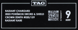 2023 Pokemon SWSH Crown Zenith 020/159 Radiant Charizard Rare TAG 9 (941) - Image 3