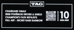 2020 Pokemon SWSH Champion's Path 074/073 Charizard VMAX FA SR TAG 10 (988) - Image 3